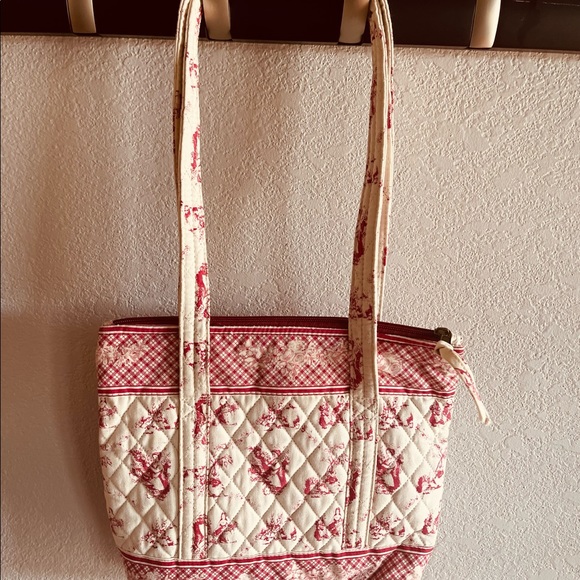 Vintage Bouvier Red Toile Victorian Print.              Russ Bertie & Co Handbag - Picture 5 of 9